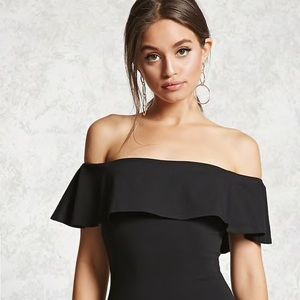 Flouncy Black Bodysuit